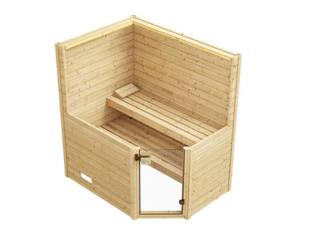 Weka Massivholzsauna Valida Eck 1 GTF, inkl. 7,5 kW Ofen digitale Steuerung (OS), mit Ganzglastür un