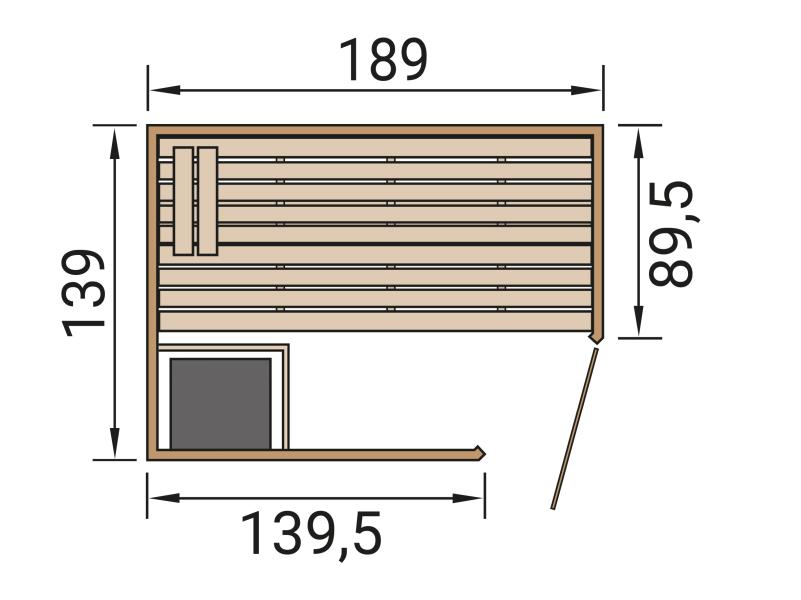 Weka Massivholzsauna Valida Eck 1 GTF, inkl. 7,5 kW Bioofen digitale Steuerung (BioS), mit Ganzglast