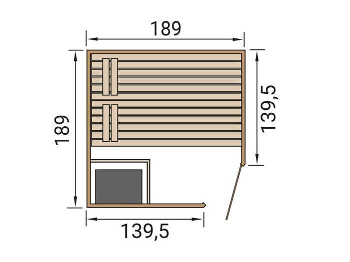 Weka Massivholzsauna Valida Eck 2 GT, inkl. 5,4 kW Ofen Kompakt mit integr. Steuerung, Ganzglastür