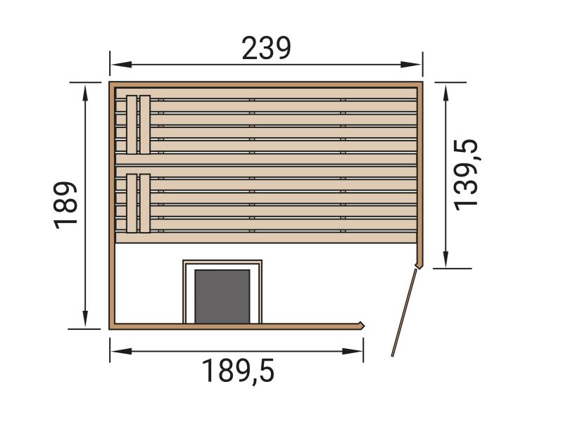 Weka Massivholzsauna Valida Eck 3 GT, inkl. 7,5 kW Ofen mit digitaler Steuerung (OS), Ganzglastür