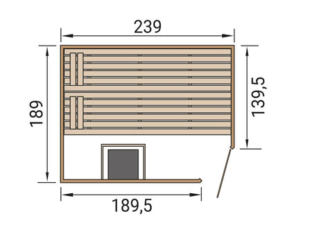Weka Massivholzsauna Valida Eck 3 GT, inkl. 9 kW Ofen mit digitaler Steuerung (OS), Ganzglastür