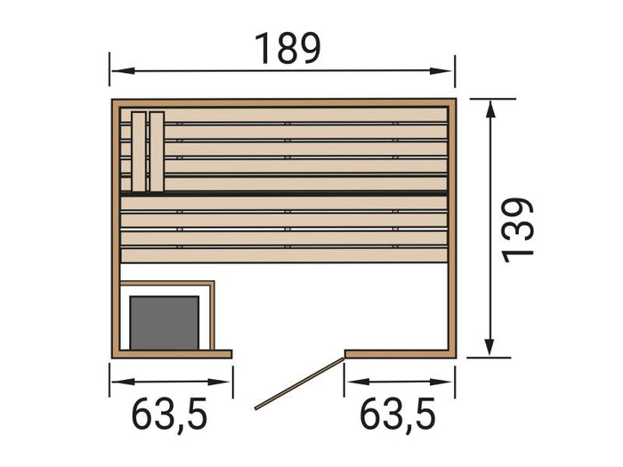 Weka Massivholzsauna Valida Gr. 2 GT, inkl. 7,5 kW Ofen mit digitaler Steuerung (OS), Ganzglastür