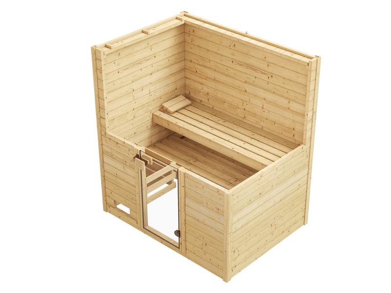 Weka Massivholzsauna Valida Gr. 2 GT, inkl. 7,5 kW Ofen mit digitaler Steuerung (OS), Ganzglastür