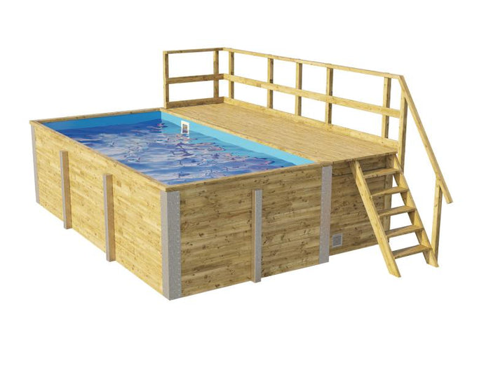 Weka Pool 595 Gr. 1 Folie blau  inkl. Sandfilteranlage und Technikraum