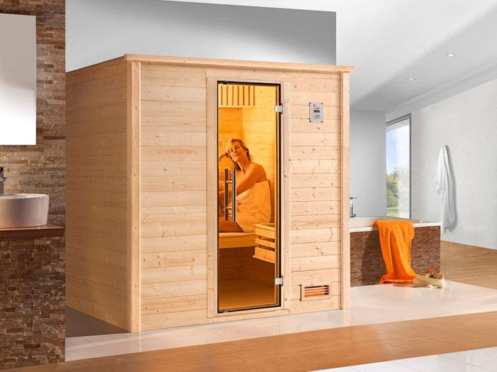 Weka Premium-Massivholzsauna 45 mm Bergen 2 GT, naturbelassen
