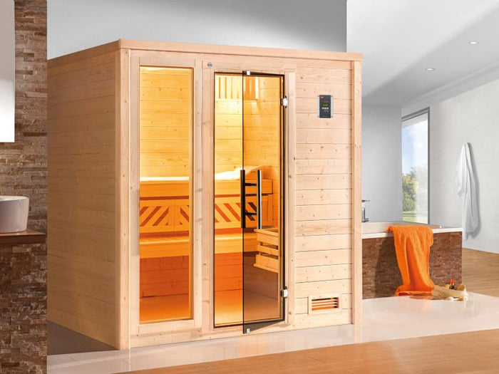Weka Premium-Massivholzsauna 45 mm Bergen 2 GTF, natur
