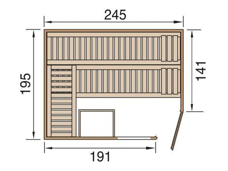 Weka Premium-Massivholzsauna 45 mm Turku 3 GTF ohne Ofen