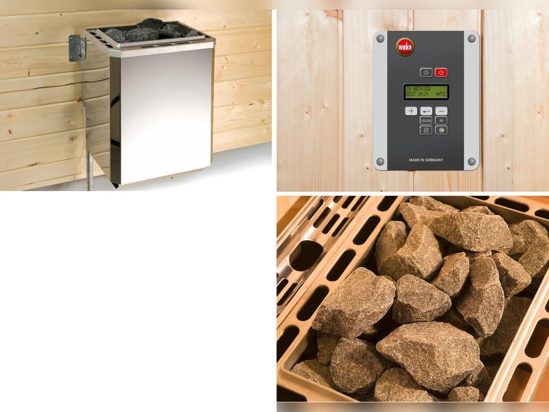 Weka Premium-Massivholzsauna Turku 1 GT Sparset 1 inkl. 7,5 kW Sauna-Ofen