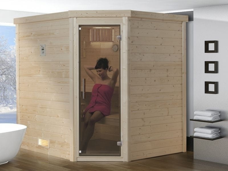 Weka Premium-Massivholzsauna Turku 1 GT Sparset 2 inkl. 7,5 kW Sauna-Bioofen