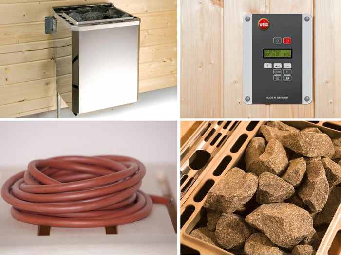Weka Premium-Massivholzsauna Turku 1 GT Sparset 2 inkl. 7,5 kW Sauna-Bioofen