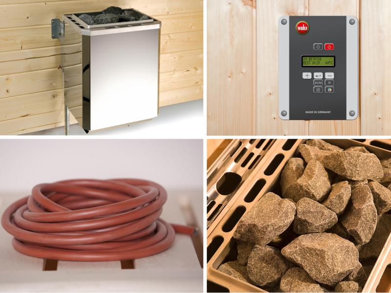 Weka Premium-Massivholzsauna Turku 1 GTF Sparset 2 inkl. 7,5 kW Sauna-Bioofen