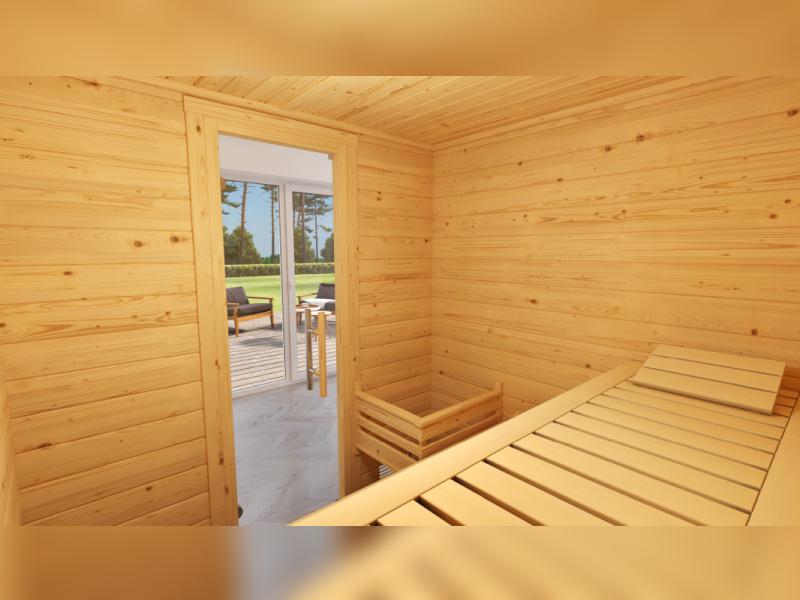 Weka Premium Sauna Bergen 2, inkl. Sparset mit 7,5 kW Bios inkl. Steuerung, Ganzglastür