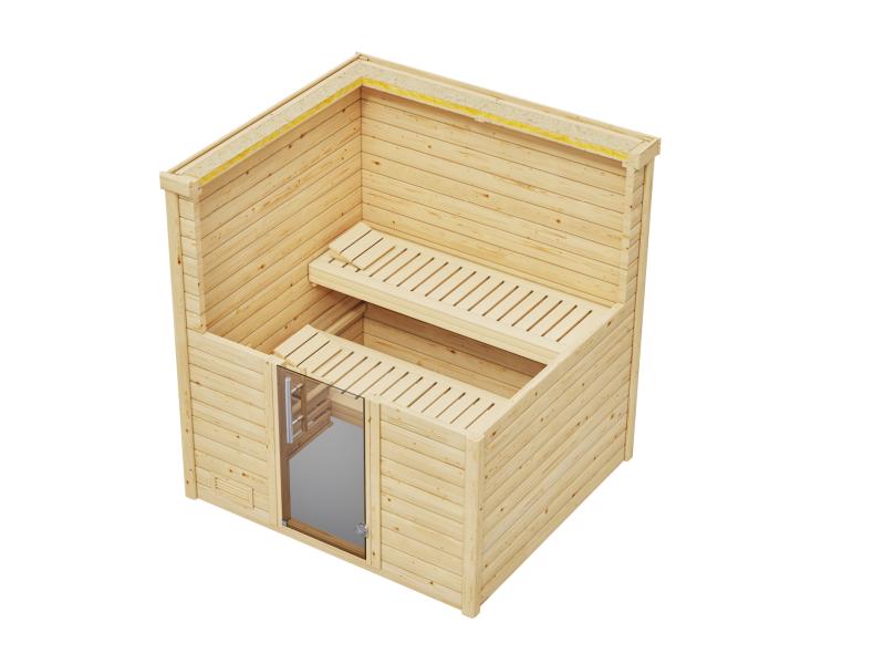 Weka Premium Sauna Bergen 2, inkl. Sparset mit 7,5 kW Bios inkl. Steuerung, Ganzglastür