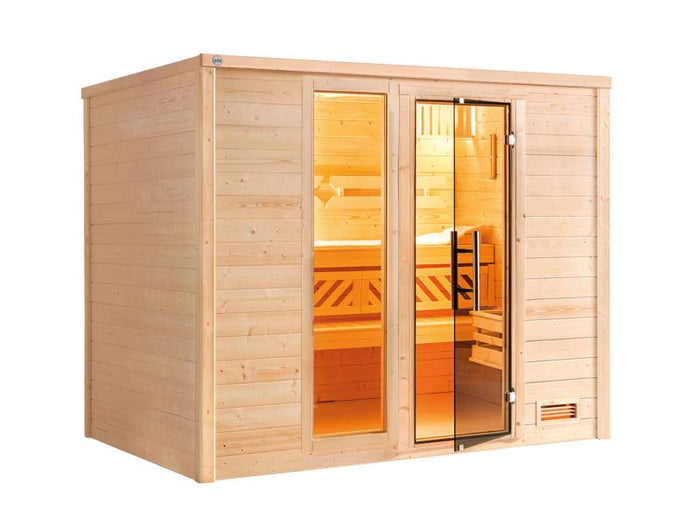 Weka Sauna Bergen Gr. 3 GTF,  inkl. 9 kW Bioofen digitale Steuerung (OS), mit Fenster