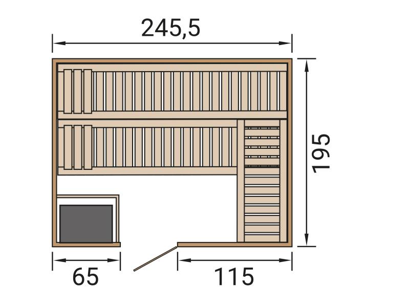 Weka Sauna Bergen Gr. 3 GTF,  inkl. 9 kW Ofen Kompakt integr. Steuerung (OS), mit Fenster