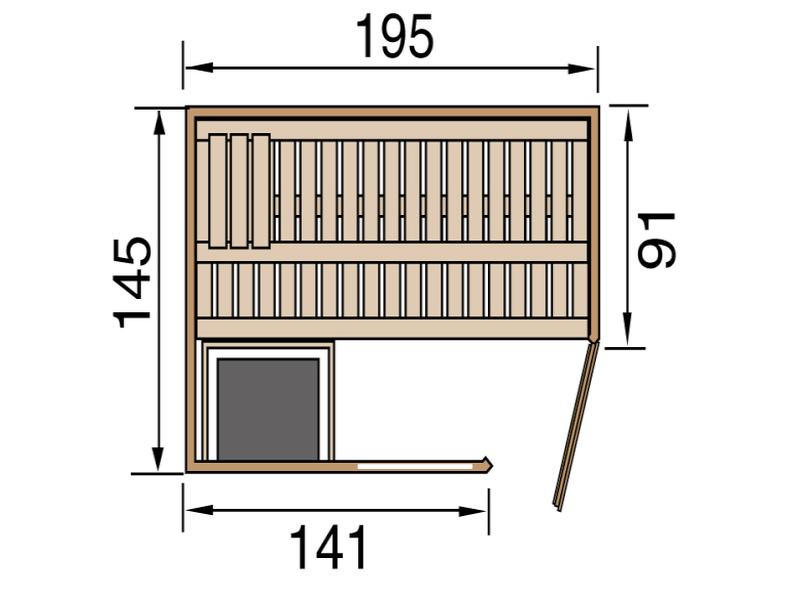 Weka Sauna Cubilis Eck 1, inkl. 4,5 kW Ofen inkl. digitaler Steuerung (OS), mit Glastür, Fenster und