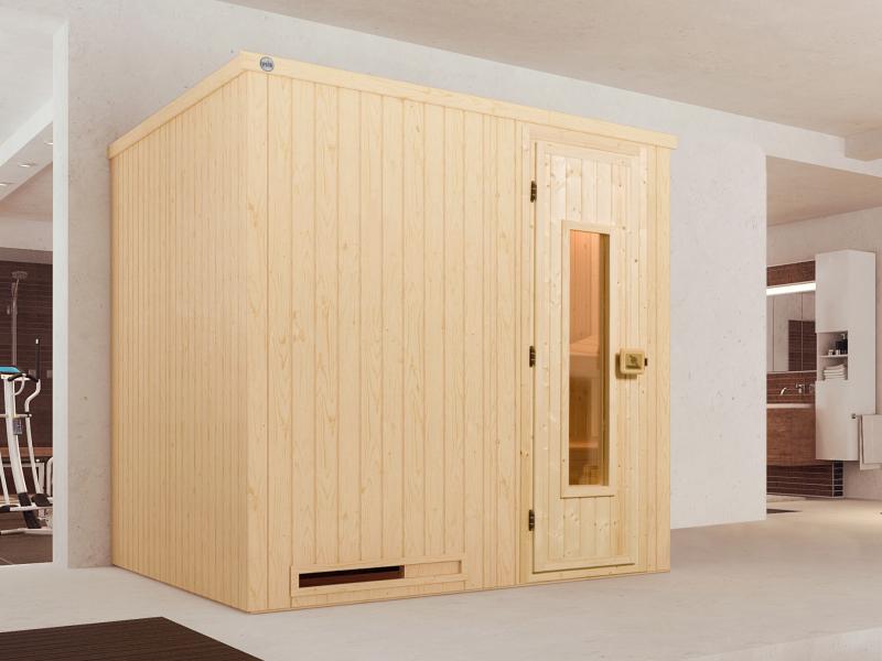 Weka Sauna Halmstad Gr.1 inkl. 4,5 kW Saunaofen (OS), mit digitaler Steuerung, Isolierte Holztür