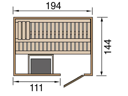 Weka Sauna Halmstad Gr.1 inkl. 4,5 kW Bioofen (BioS), mit digitaler Steuerung, Ganzglastür