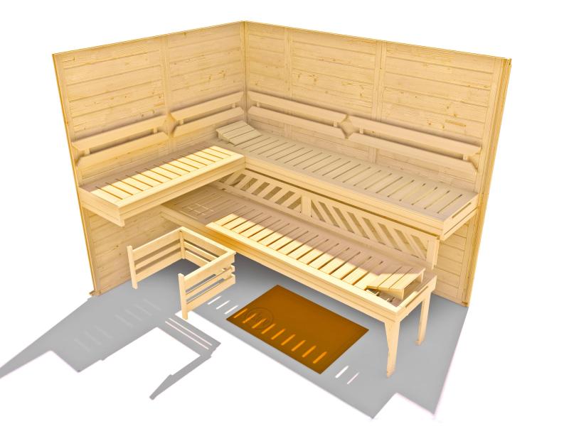 Weka Sauna Kemi Eck Gr. 3 inkl. 7,5 kW OS