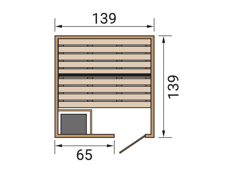 Weka Sauna Valida Gr. 1 inkl. 3,6 kW Ofen Kompakt integr. Steuerung, Ganzglastür