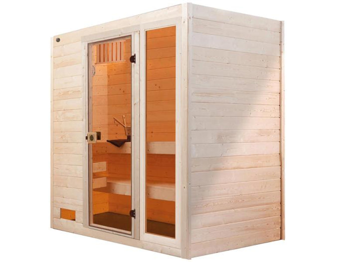 Weka Sauna VALIDA Gr. 2 im Set 7,5 kW OS inkl. digitale Steuerung, Glastür und Fenster