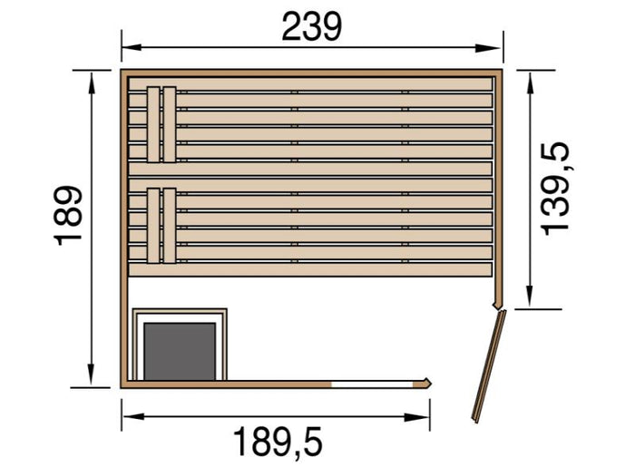 Weka Sauna VALIDA Gr. 4 im Set  9 kW Ofen Kompakt , Glastür und Fenster