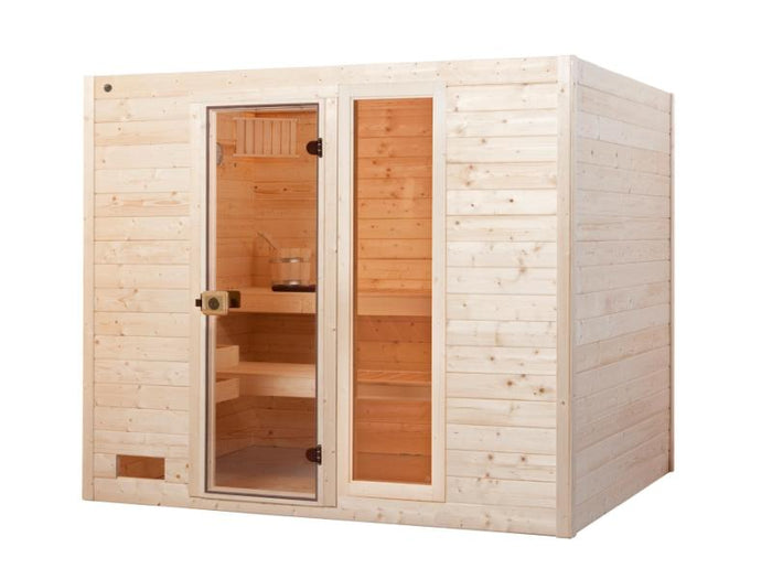 Weka Sauna Valida Gr. 4 im Set inkl. 9 kW Ofen intgr. Steuerung /Glastür und Fenster