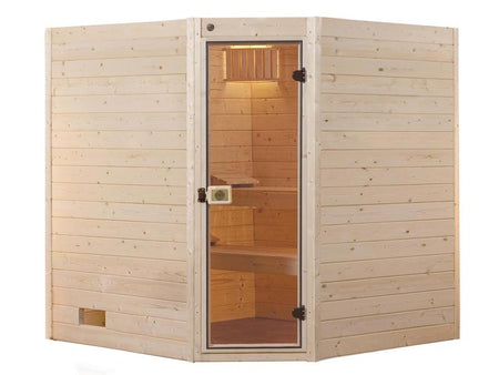 Weka Sauna Valida Gr.3 Eck im Set mit 9 kW K Ofen intgr. Steuerung / Glastür