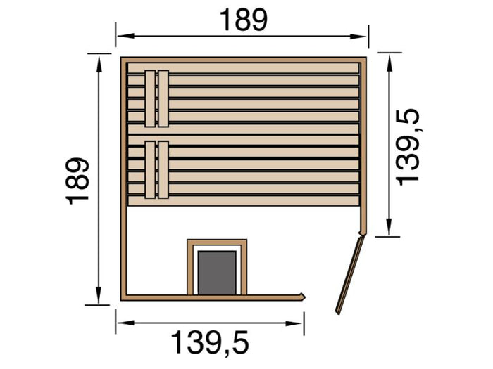 Weka Sauna Valida Gr.3 Eck im Set mit 9 kW K Ofen intgr. Steuerung / Glastür