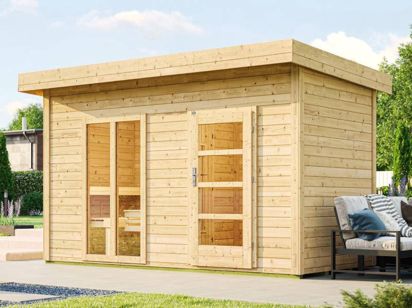 Weka Saunahaus Farsund, inkl. 9 kW Bioofen digitale Steuerung (BioS), mit Vorraum und Fenster