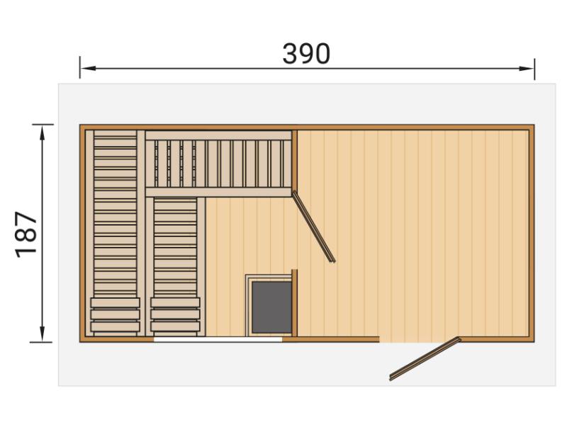 Weka Saunahaus Farsund, inkl. 9 kW Ofen digitale Steuerung (OS), mit Vorraum und Fenster