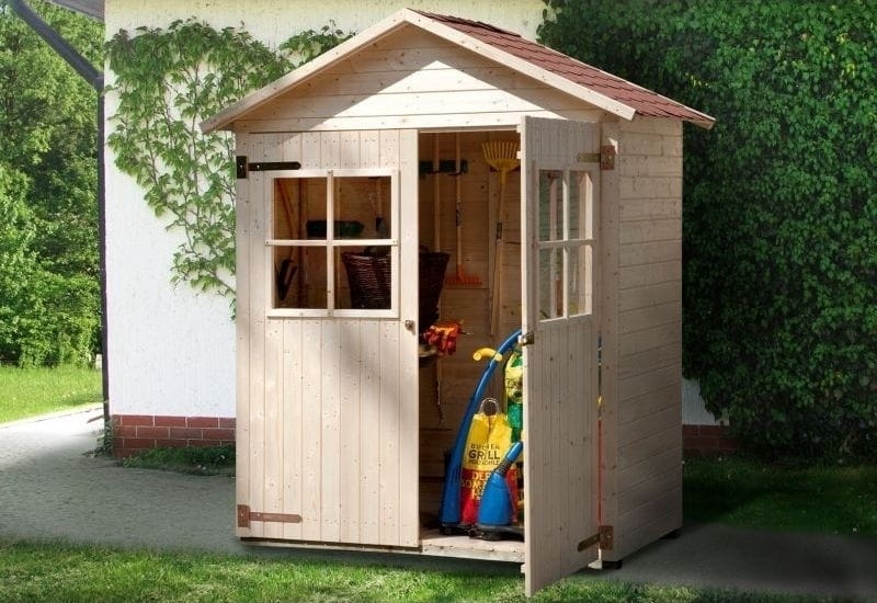 Weka Terrassenschrank mit Satteldach und Doppeltür
