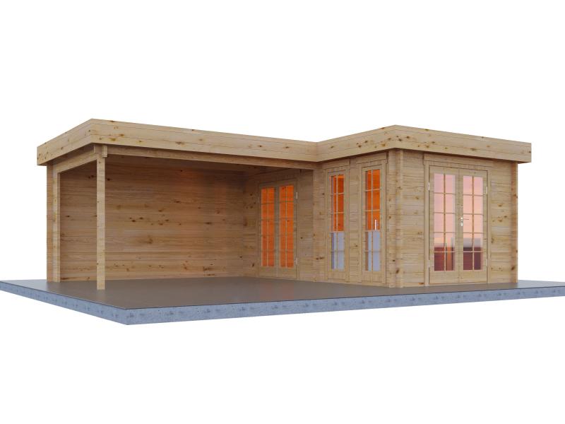 Wolff Finnhaus Gartenhaus Hermosa 6848, 70 mm, inkl. Fußboden
