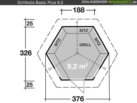 Wolff Finnhaus Grillkota 9 de luxe inkl. schwarzen Dachschindeln und Grillanlage