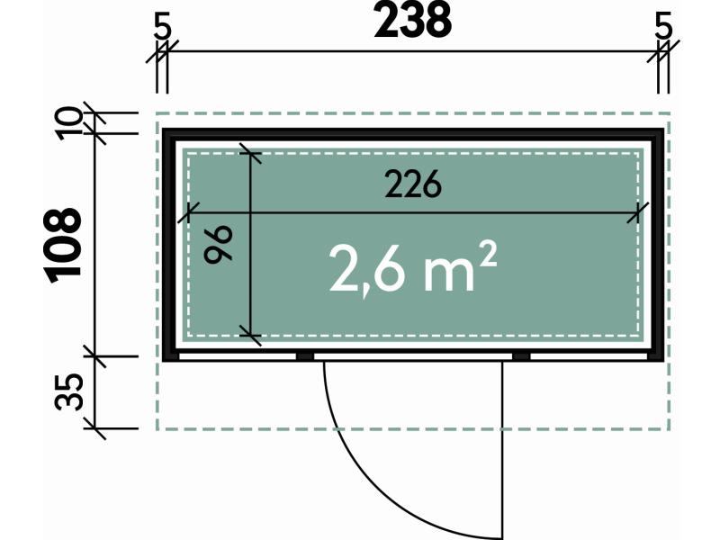 Wolff Finnhaus Metall-Gerätehaus Fascinato 2411,  schwarz,  1 flg