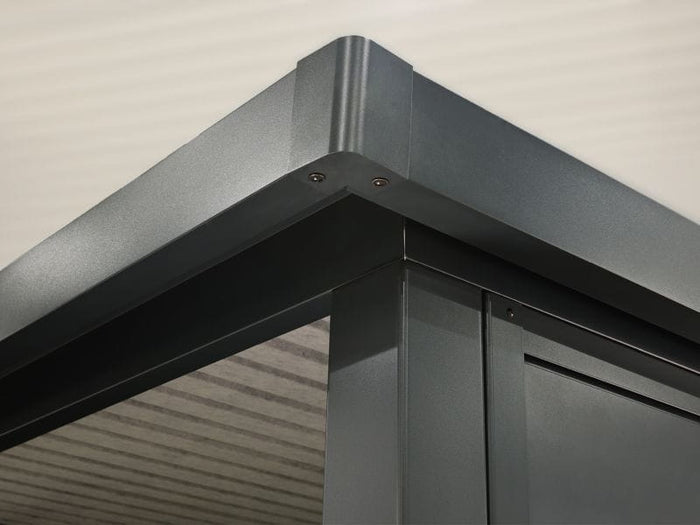 Wolff Finnhaus Metallgartenhaus Thorin 6030, Anthrazit, 1 flg, inkl. Seitendach 3 m