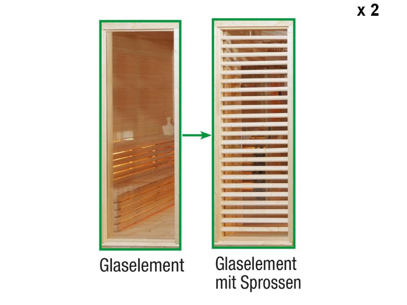 Wolff Finnhaus Paradiso Tauschwand 2 x (Glaselement Tausch in Glaselement mit Sprossen)