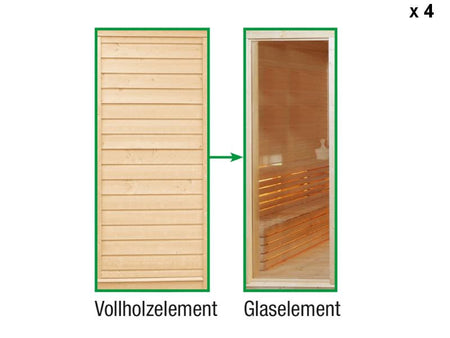 Wolff Finnhaus Paradiso Tauschwand 4 x (Vollholzelement Tausch in Glaselement)