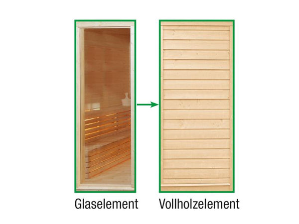Wolff Finnhaus Paradiso Tauschwand (Glaselement Tausch in Vollholzelement)