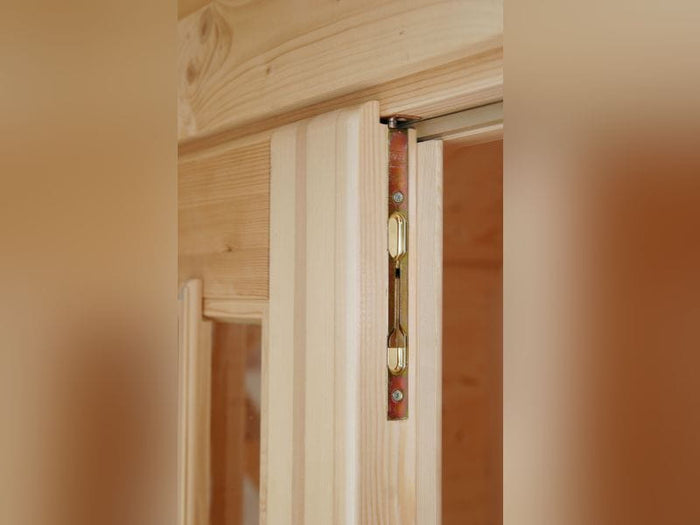 Wolff Finnhaus Pulti 34-B Typ 3 mit SD A und Vollglas-Tür naturbelassen