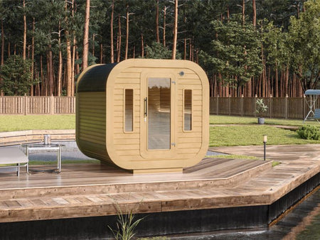 Wolff Finnhaus Sauna Luago 2x2 Bausatz Typ 2 Art 1, natur, inkl. Dacheindeckung und Fenster
