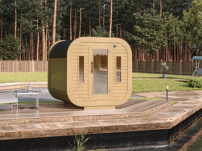Wolff Finnhaus Sauna Luago 2x2 Bausatz Typ 2 Art 1, natur, inkl. Dacheindeckung und Fenster