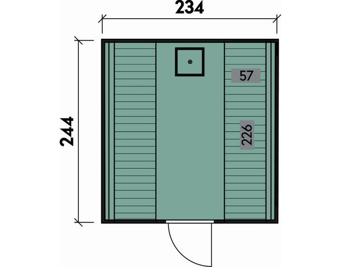 Wolff Finnhaus Sauna Luago 2x2 montiert Typ 2 Art 1, natur, inkl. Dacheindeckung und Fenster