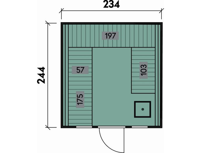 Wolff Finnhaus Sauna Luago 2x2 montiert Typ 2 Art 2, anthrazit, inkl. Dacheindeckung und Fenster