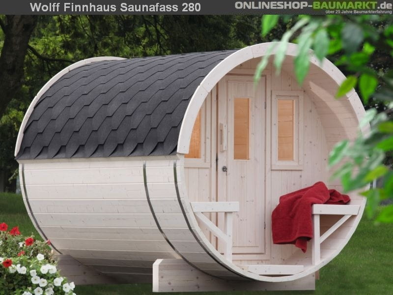 Wolff Finnhaus Saunafass 280 montiert