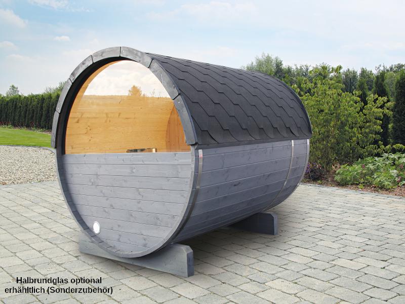 Wolff Finnhaus Saunafass 330 2-Räume DS schwarz
