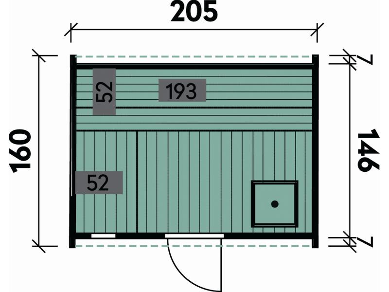 Wolff Finnhaus Saunafass Mini 160 komplett montiert inkl. schwarzen Schindeln