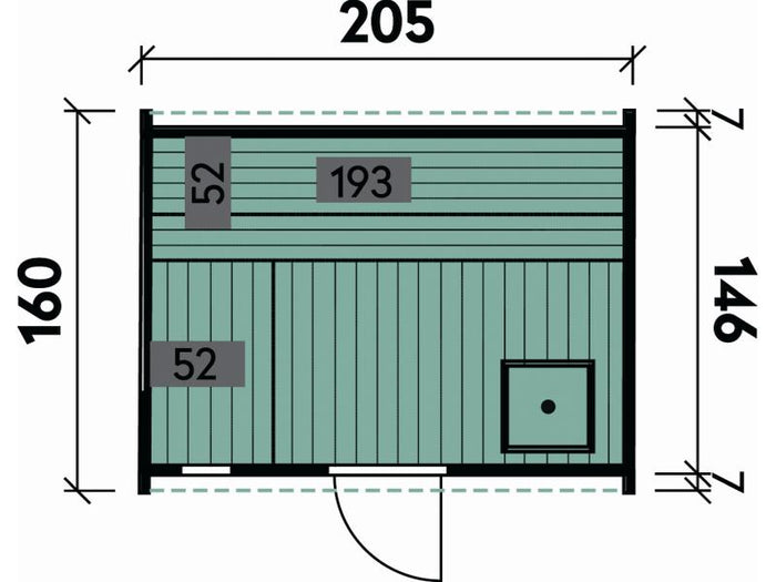 Wolff Finnhaus Saunafass Mini 160 komplett montiert inkl. schwarzen Schindeln
