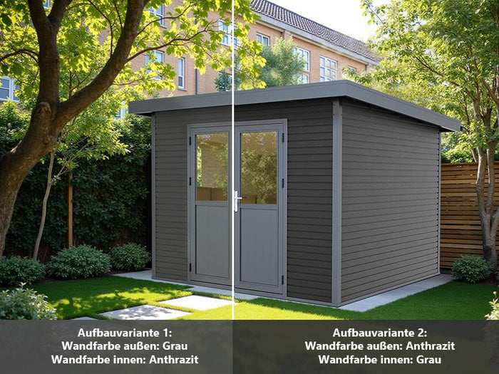WPC Gartenhaus Linia 2828 inkl. Dachrinnen-Set, 2-farbig in Grau/Anthrazit