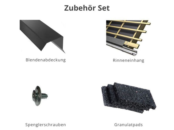 Zubehör Set für Karibu Gartenhaus Kerko 5 natur mit Anbaudach 2,80 m inkl. Seiten- und Rückwand